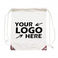 H 13.7" x W 11.8" White Canvas Drawstring Backpack